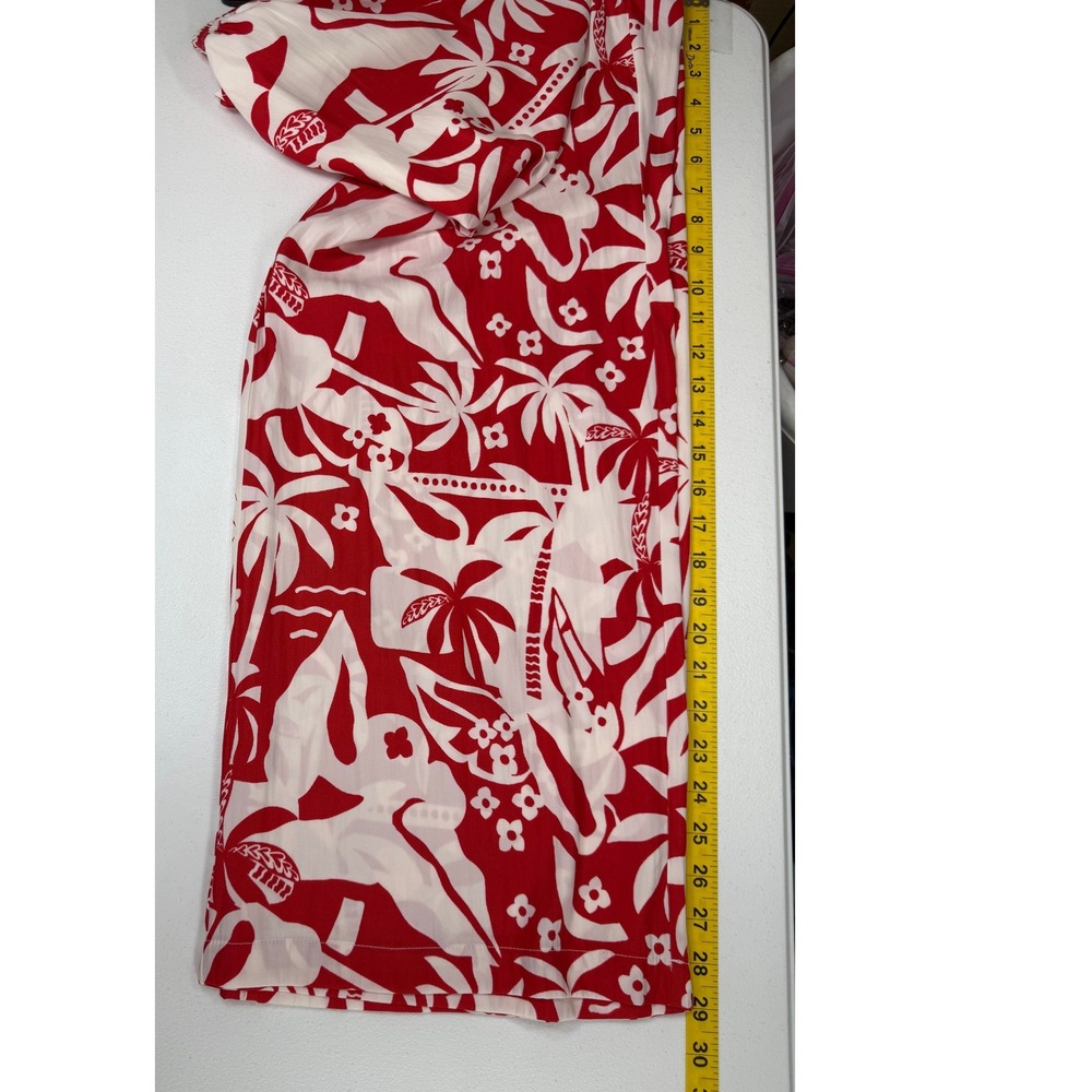 Rose+Olive Resortwear Set Women S Red White Tropical Beaded Cami Wide Leg Pants - Picture 9 of 12